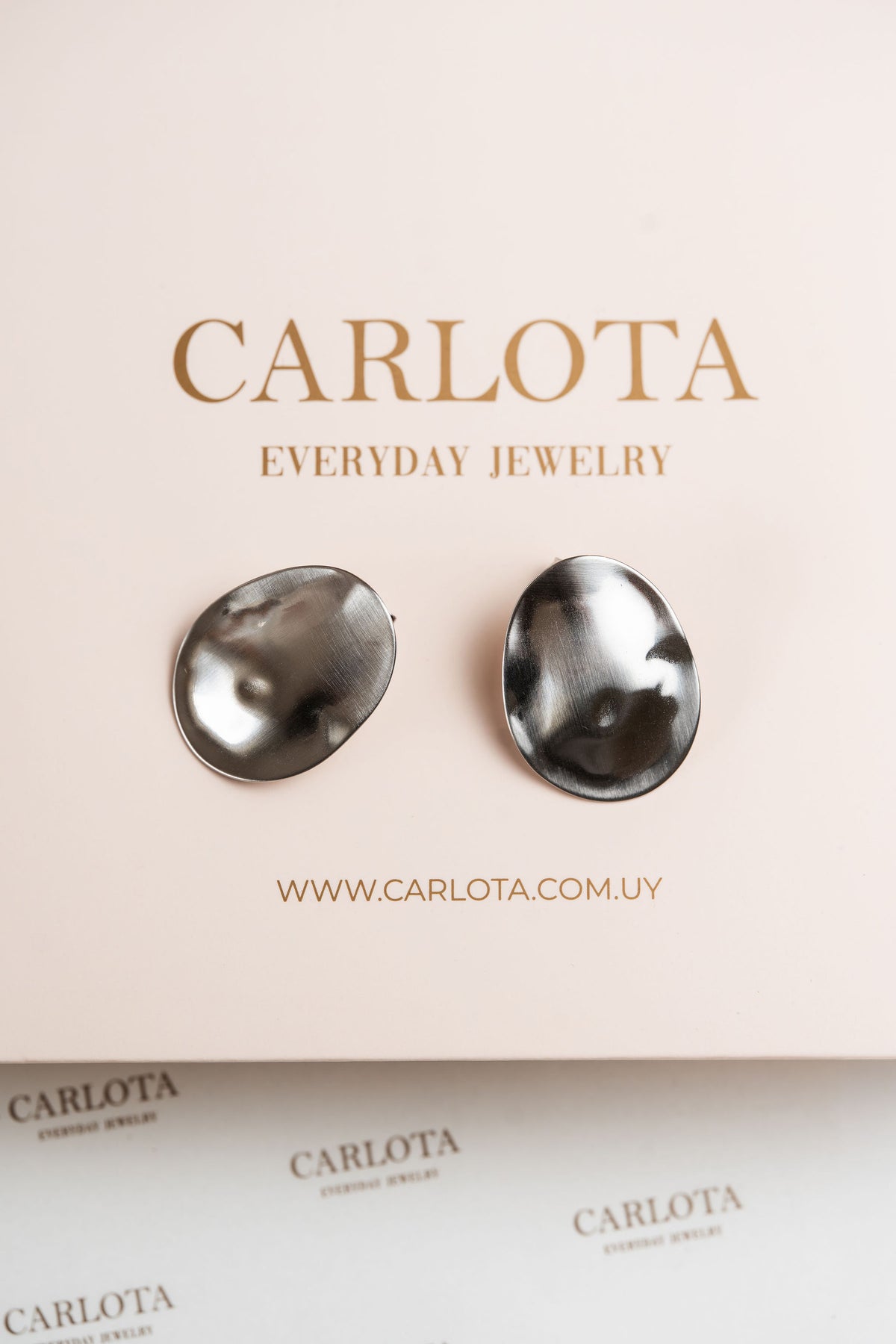 Aros plateados ovalados de acero quirúrgico – diseño moderno de CARLOTA