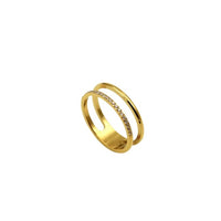 anillo doble de acero y oro con circonitas