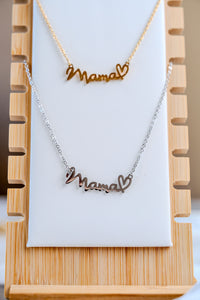 Collares Mama corazon en acero dorado y plateado