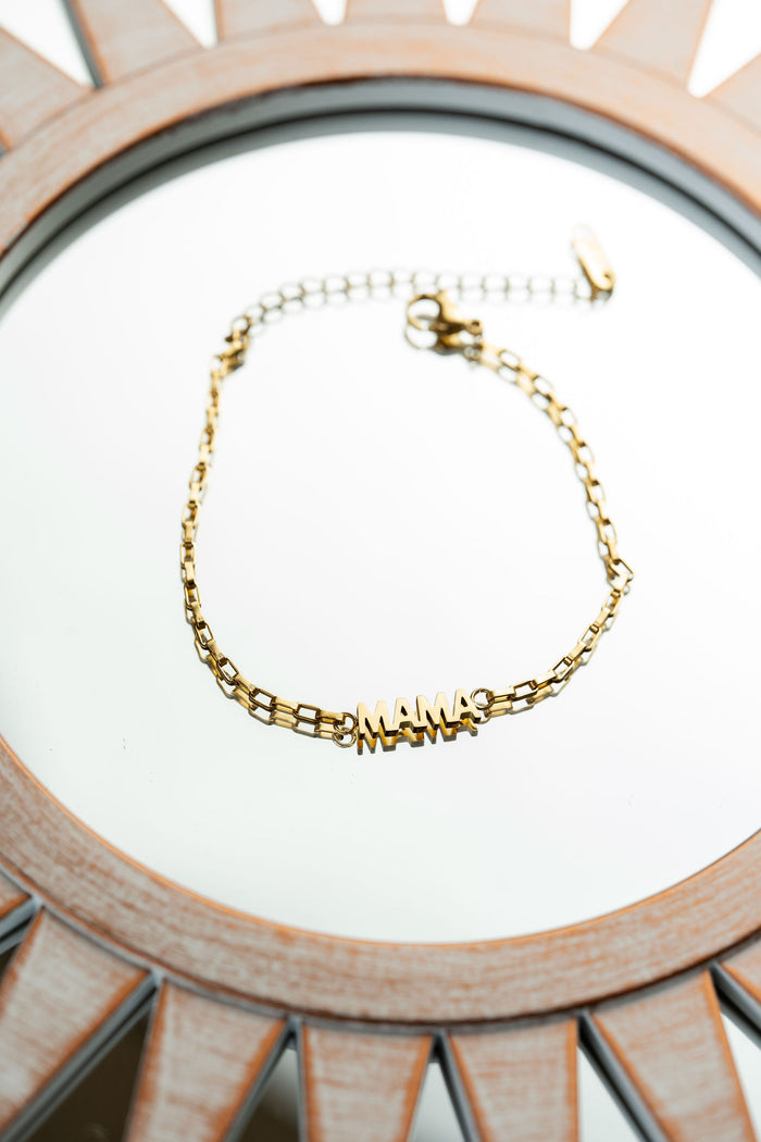 Pulsera Mamá de acero dorado