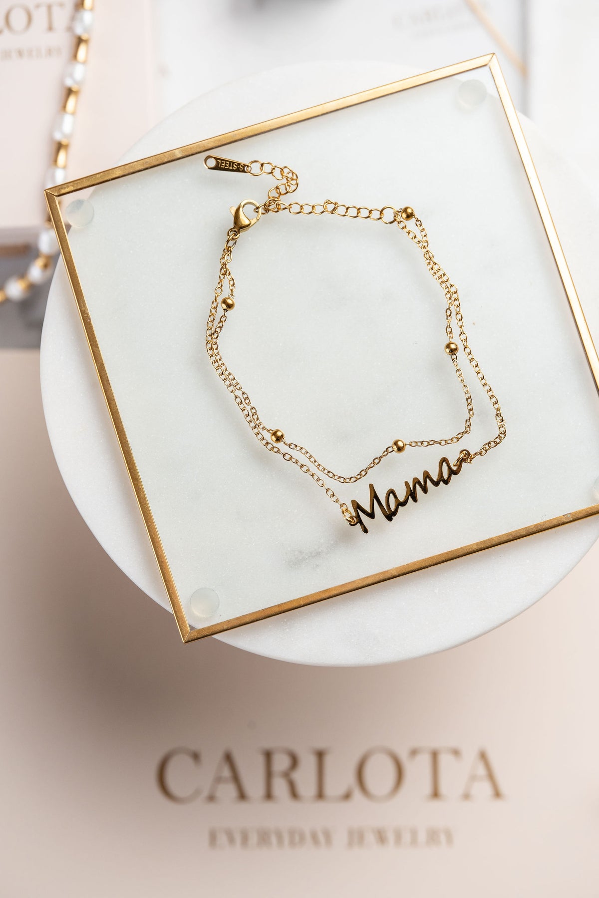 Pulsera doble de acero dorado MAMA