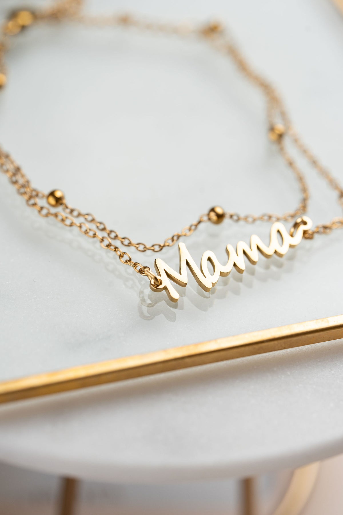 Pulsera doble de acero dorado MAMA