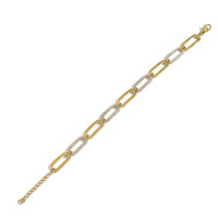 Pulsera dorada con eslabones rectangulares y circonias blancas intercaladas