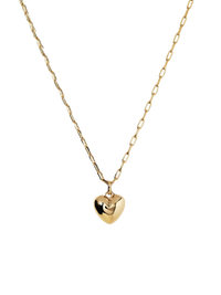 Collar de acero y oro con pendiente corazón