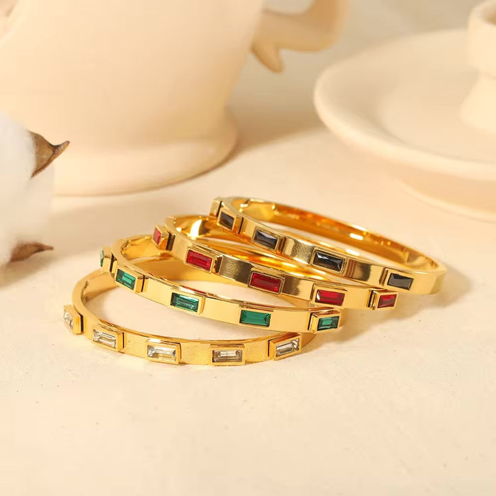 Pulseras de Acero Quirúrgico, baño de oro 18k con Circonias de colores