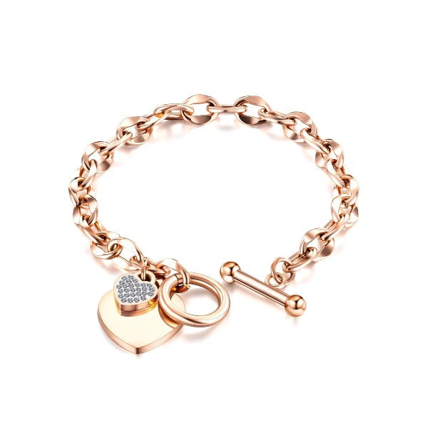 pulsera de cadena y corazones. Acero Qiurúrgico